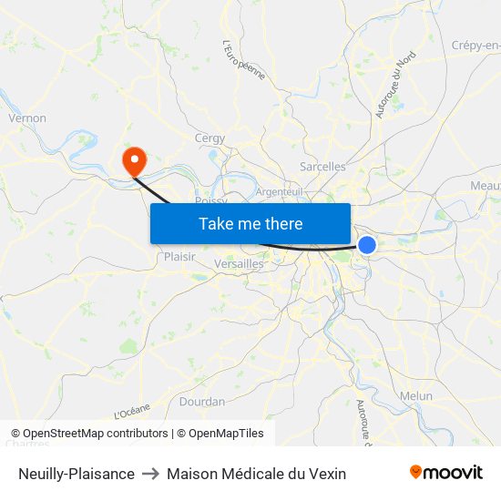 Neuilly-Plaisance to Maison Médicale du Vexin map
