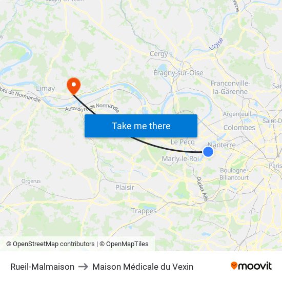 Rueil-Malmaison to Maison Médicale du Vexin map