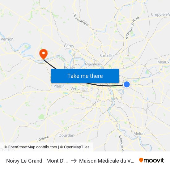 Noisy-Le-Grand - Mont D'Est to Maison Médicale du Vexin map