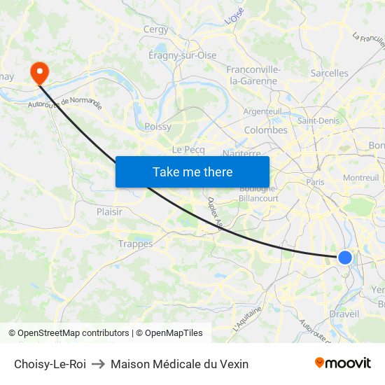 Choisy-Le-Roi to Maison Médicale du Vexin map
