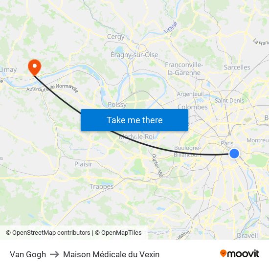 Van Gogh to Maison Médicale du Vexin map