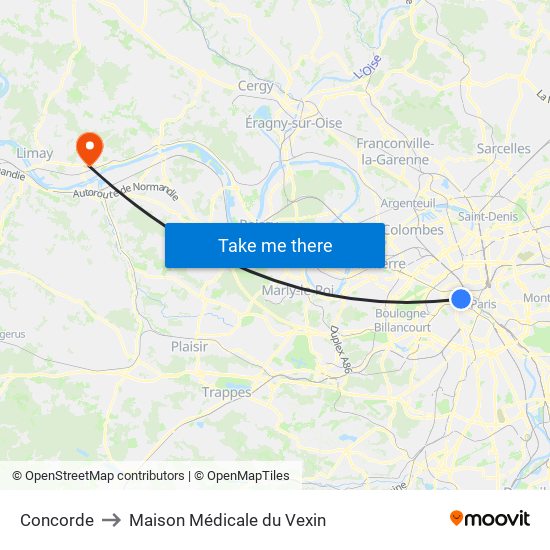 Concorde to Maison Médicale du Vexin map