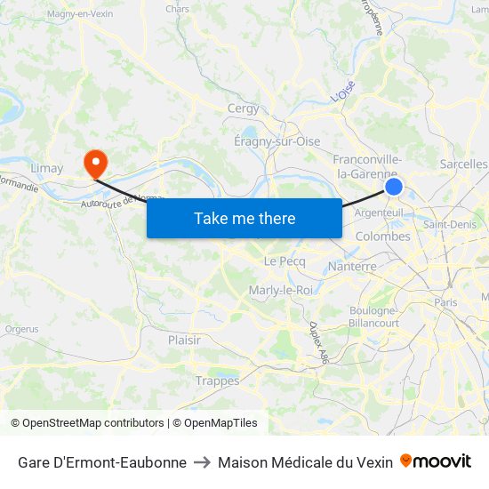 Gare D'Ermont-Eaubonne to Maison Médicale du Vexin map