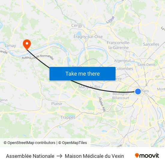 Assemblée Nationale to Maison Médicale du Vexin map