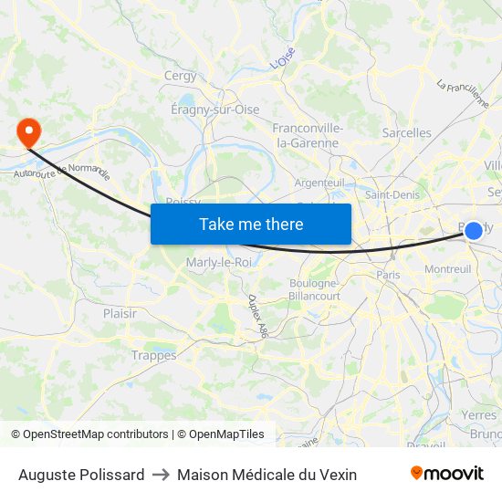 Auguste Polissard to Maison Médicale du Vexin map