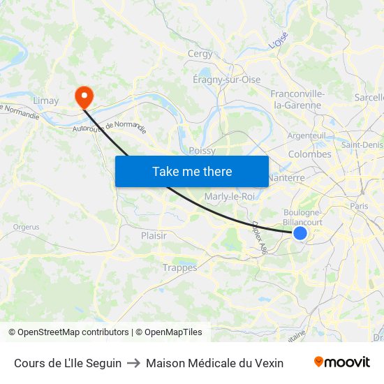 Cours de L'Ile Seguin to Maison Médicale du Vexin map