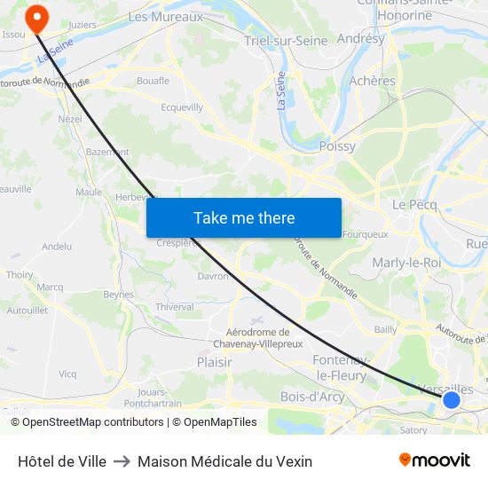 Hôtel de Ville to Maison Médicale du Vexin map