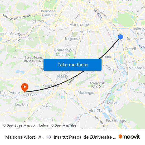 Maisons-Alfort - Alfortville to Institut Pascal de L'Université Paris-Saclay map