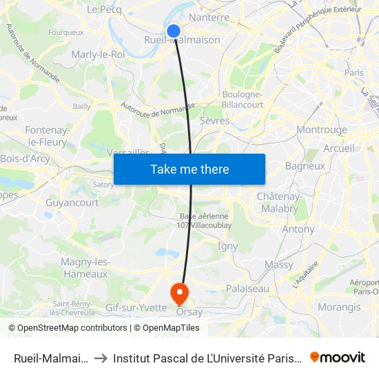 Rueil-Malmaison to Institut Pascal de L'Université Paris-Saclay map