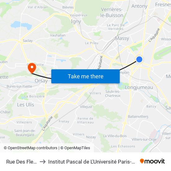Rue Des Fleurs to Institut Pascal de L'Université Paris-Saclay map