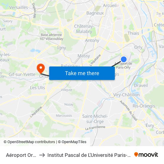 Aéroport Orly 4 to Institut Pascal de L'Université Paris-Saclay map