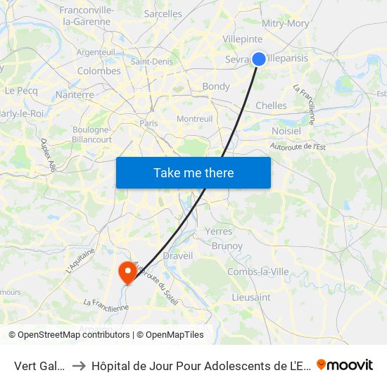 Vert Galant to Hôpital de Jour Pour Adolescents de L'Essonne map