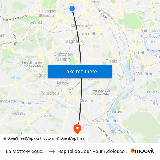 La Motte-Picquet - Grenelle to Hôpital de Jour Pour Adolescents de L'Essonne map
