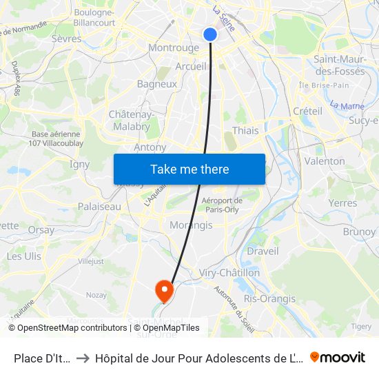 Place D'Italie to Hôpital de Jour Pour Adolescents de L'Essonne map