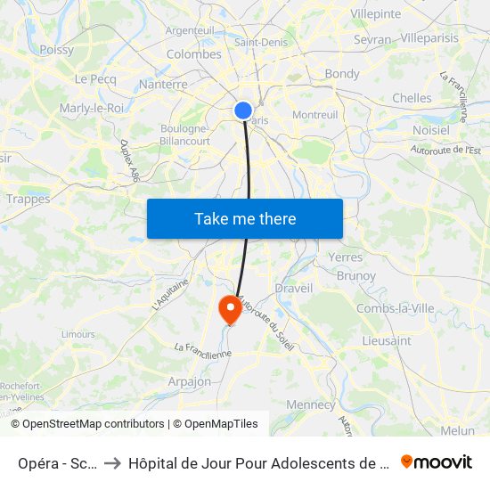 Opéra - Scribe to Hôpital de Jour Pour Adolescents de L'Essonne map