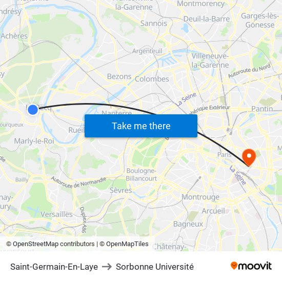 Saint-Germain-En-Laye to Sorbonne Université map