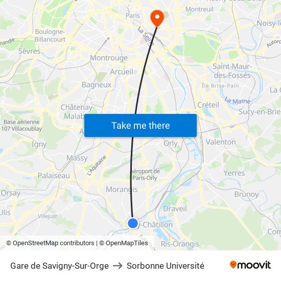 Gare de Savigny-Sur-Orge to Sorbonne Université map