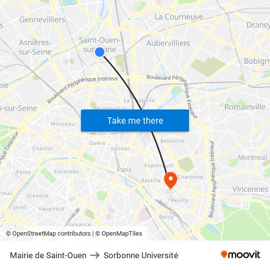 Mairie de Saint-Ouen to Sorbonne Université map