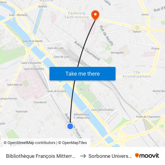 Bibliothèque François Mitterrand to Sorbonne Université map