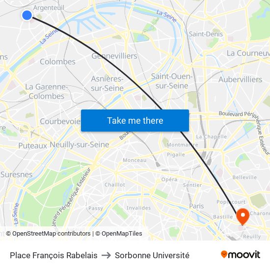 Place François Rabelais to Sorbonne Université map
