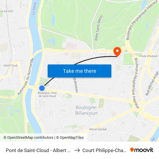 Pont de Saint-Cloud - Albert Kahn to Court Philippe-Chatrier map