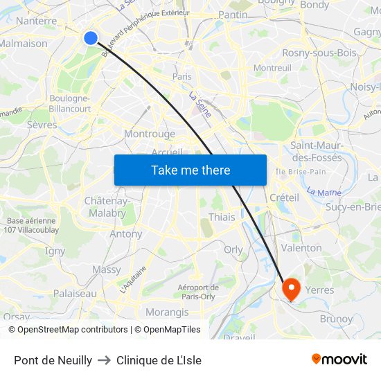 Pont de Neuilly to Clinique de L'Isle map