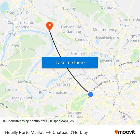 Neuilly Porte Maillot to Château D'Herblay map