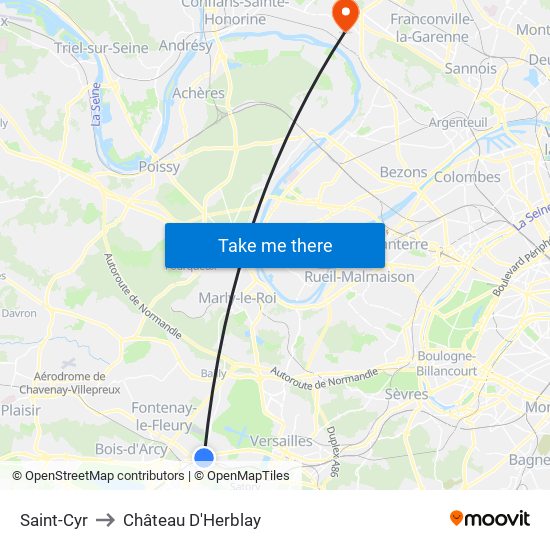 Saint-Cyr to Château D'Herblay map
