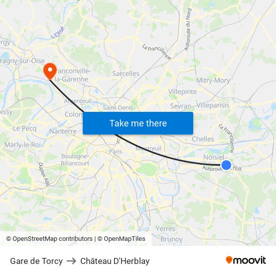 Gare de Torcy to Château D'Herblay map