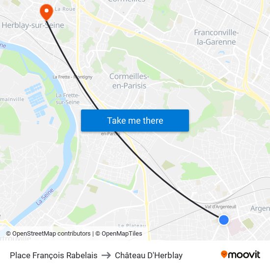 Place François Rabelais to Château D'Herblay map