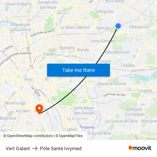 Vert Galant to Pôle Santé Ivrymed map