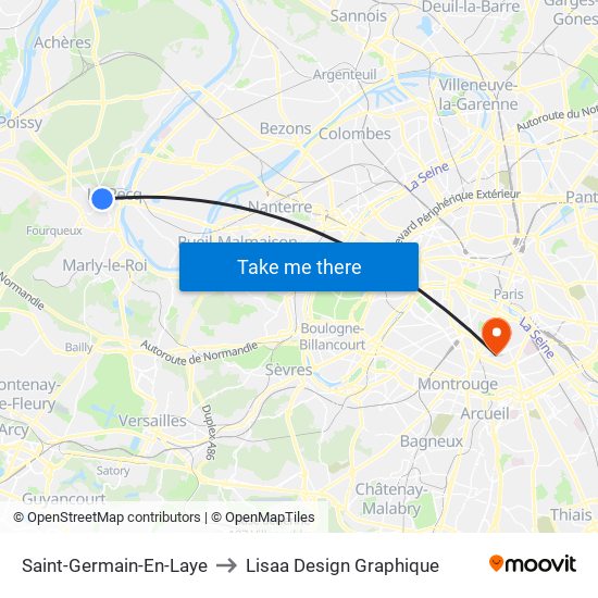 Saint-Germain-En-Laye to Lisaa Design Graphique map