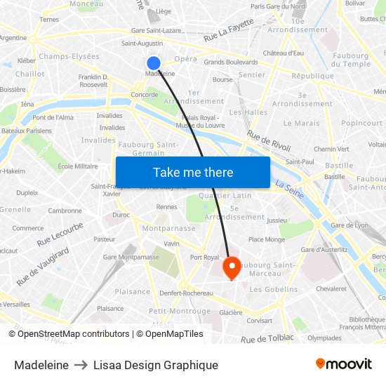 Madeleine to Lisaa Design Graphique map