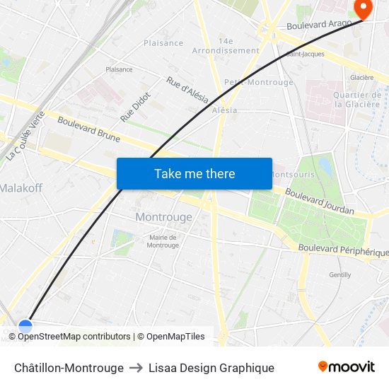 Châtillon-Montrouge to Lisaa Design Graphique map