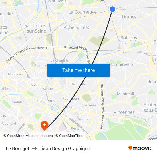 Le Bourget to Lisaa Design Graphique map