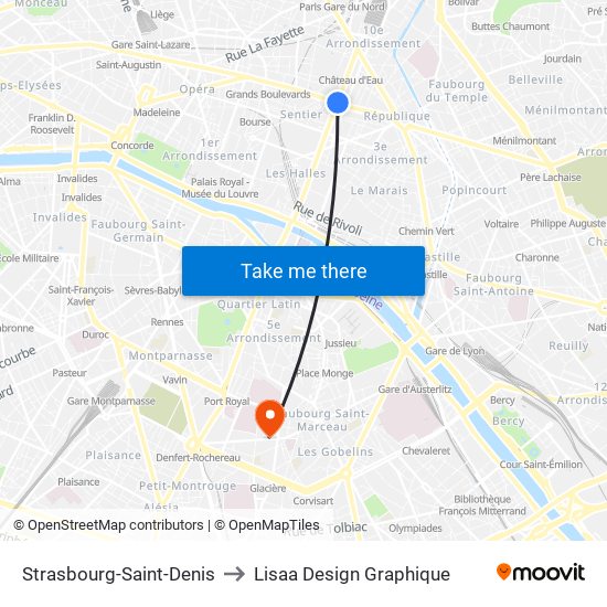 Strasbourg-Saint-Denis to Lisaa Design Graphique map