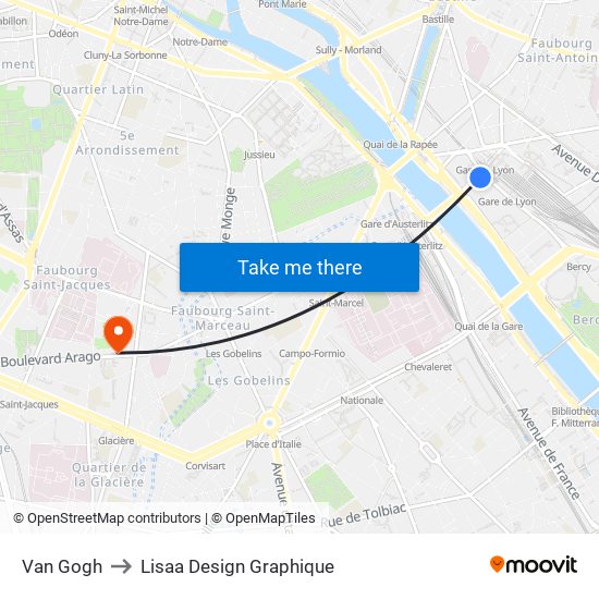 Van Gogh to Lisaa Design Graphique map