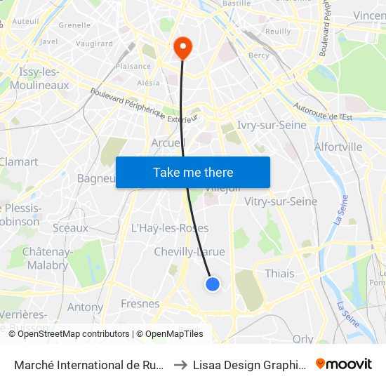 Marché International de Rungis to Lisaa Design Graphique map