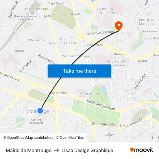 Mairie de Montrouge to Lisaa Design Graphique map