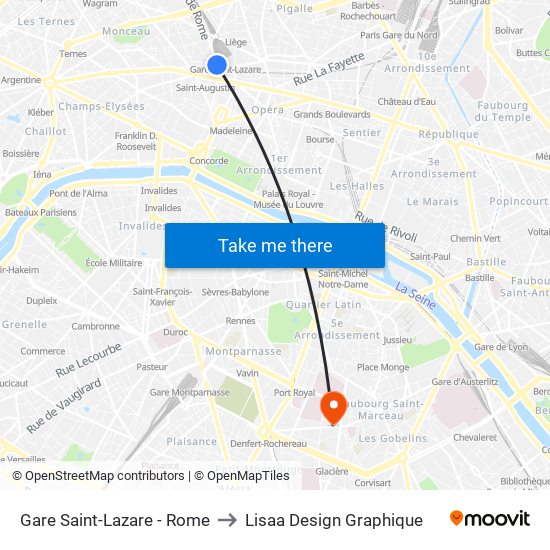 Gare Saint-Lazare - Rome to Lisaa Design Graphique map