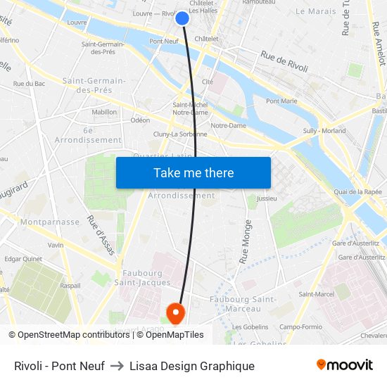 Rivoli - Pont Neuf to Lisaa Design Graphique map
