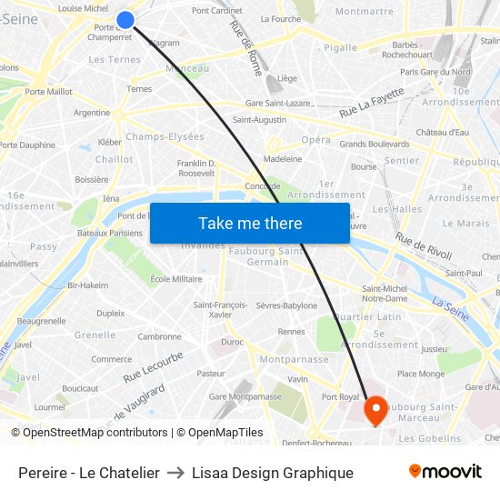 Pereire - Le Chatelier to Lisaa Design Graphique map