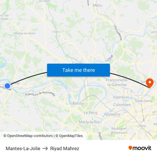Mantes-La-Jolie to Riyad Mahrez map