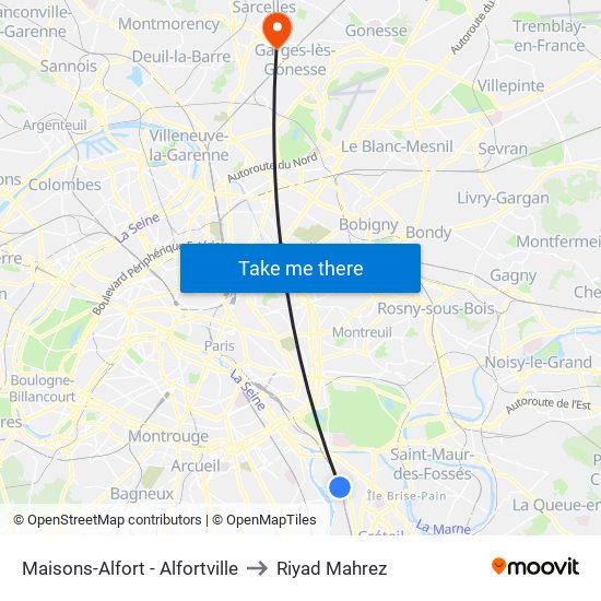 Maisons-Alfort - Alfortville to Riyad Mahrez map