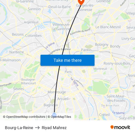 Bourg-La-Reine to Riyad Mahrez map