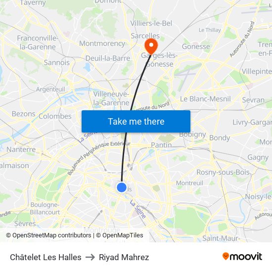 Châtelet Les Halles to Riyad Mahrez map