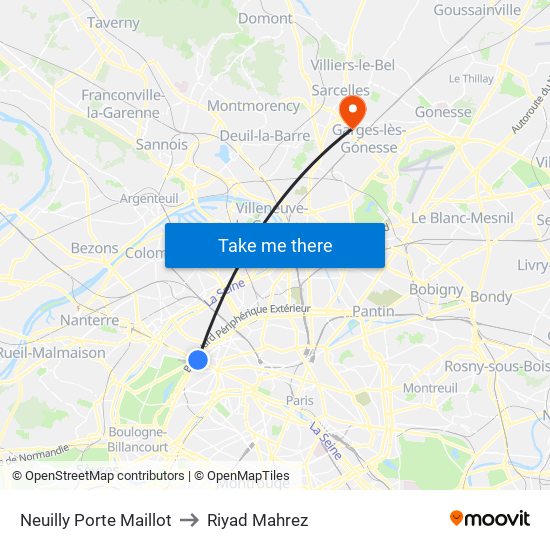 Neuilly Porte Maillot to Riyad Mahrez map