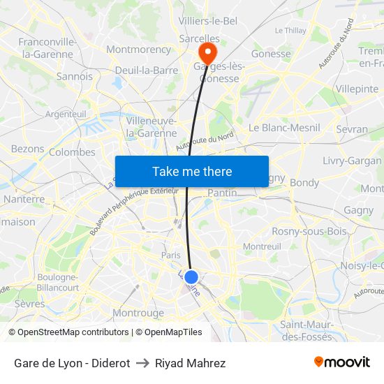 Gare de Lyon - Diderot to Riyad Mahrez map