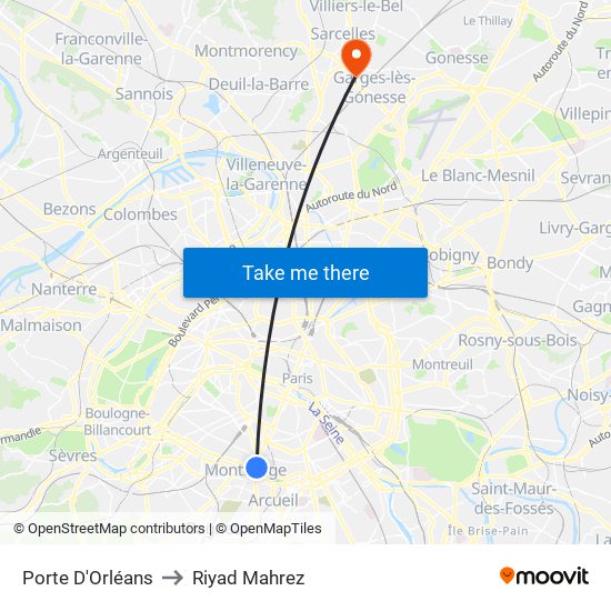 Porte D'Orléans to Riyad Mahrez map