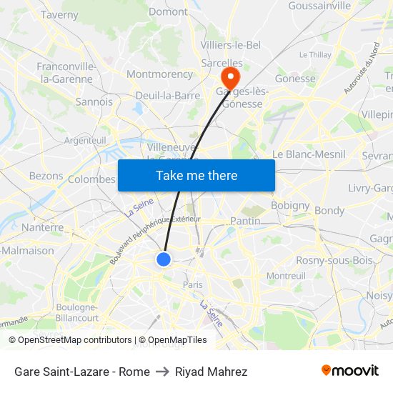 Gare Saint-Lazare - Rome to Riyad Mahrez map